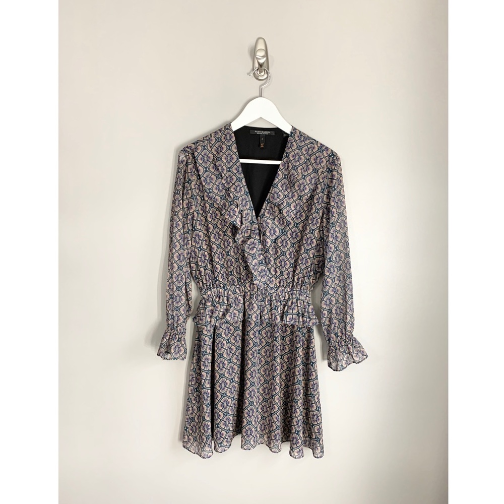 Scotch & Soda Ruffle Chiffon Long Sleeve Dress - Picture 3 of 11